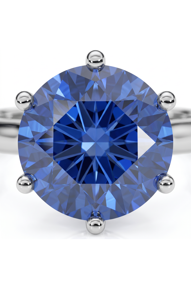 3 3/4Ct Blue Sapphire 9MM 14k Gold Solitaire Engagement Ring Lab Grown, Alternate, color, 14k White Gold