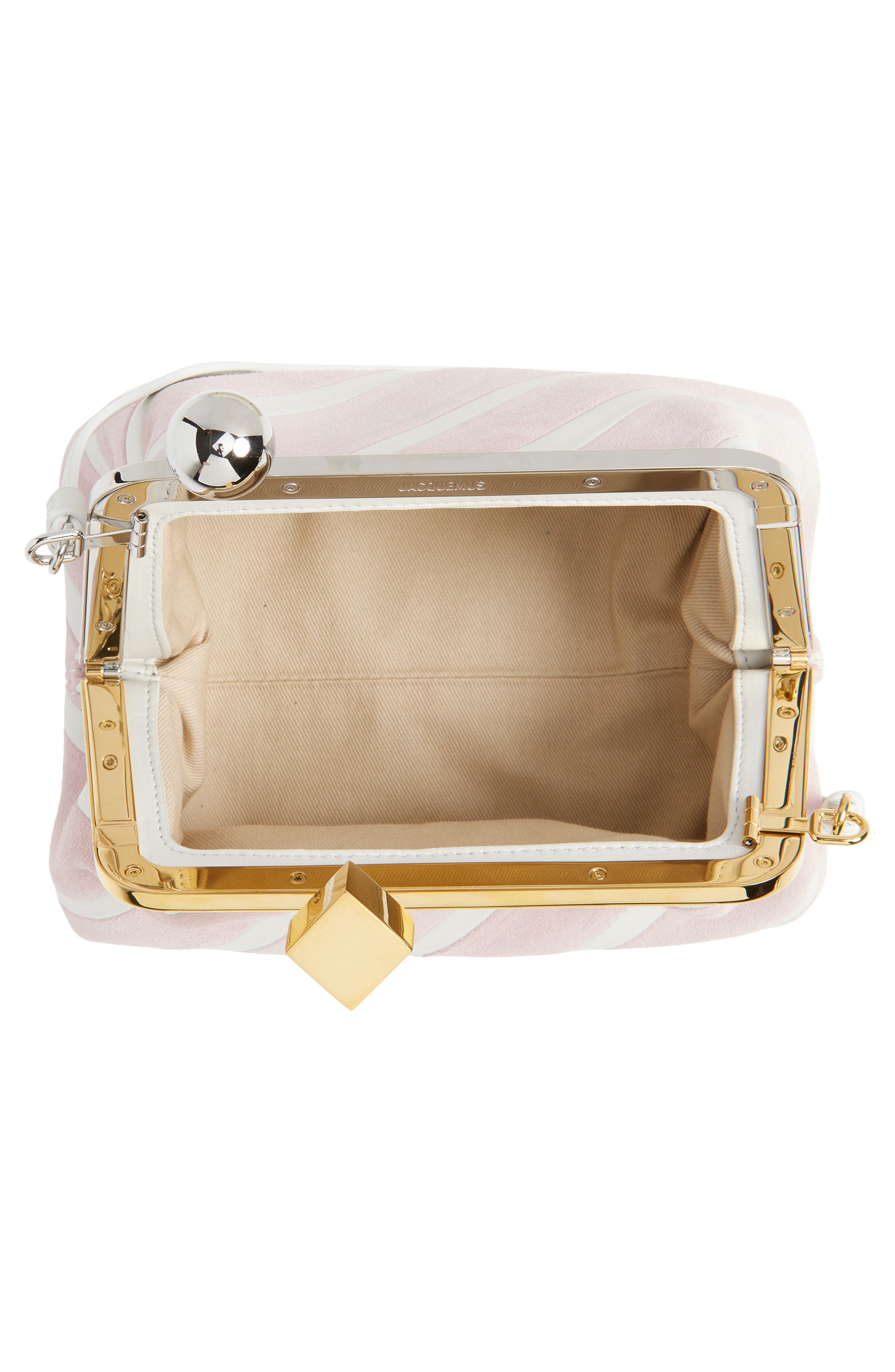 Jacquemus Le Berlingot Stripe Leather Frame Shoulder Bag, Alternate, color, Light Pink / White 4Rs
