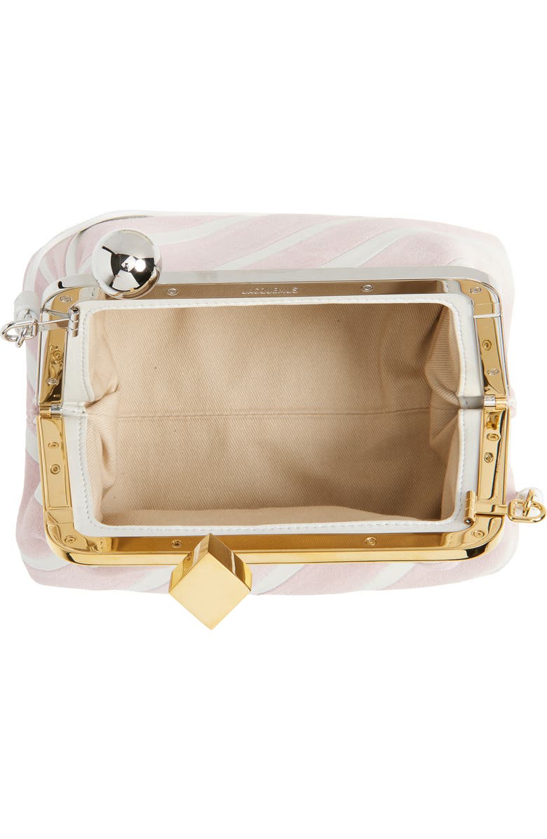 Jacquemus Le Berlingot Stripe Leather Frame Shoulder Bag, Alternate, color, Light Pink / White 4Rs