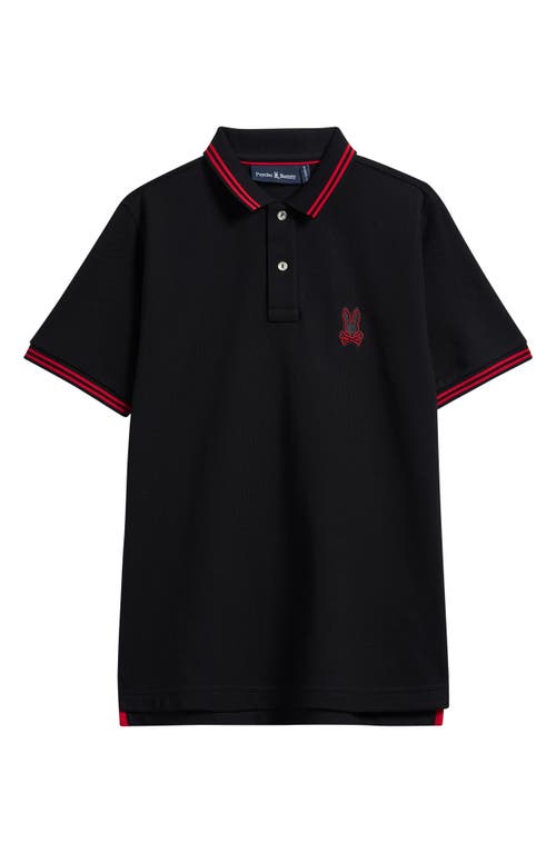 Psycho Bunny Kids' Sayer Bunny Pima Cotton Piqué Polo In Black