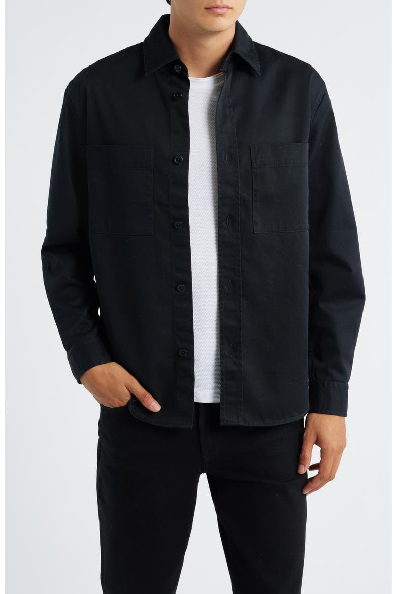 Owen Cotton Button-Up Shirt, Main, color, BLACK