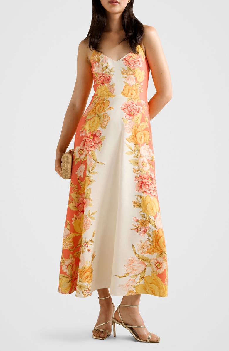 Ever New Livvy Sleeveless Linen Maxi Dress, Main, color, Mercia Floral