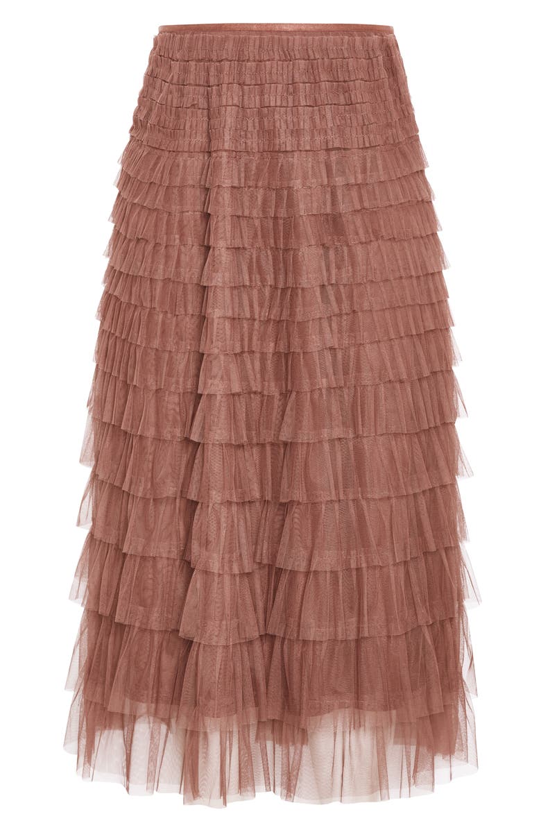 City Chic Averi Tiered Tulle Maxi Skirt, Alternate, color, Roseberry