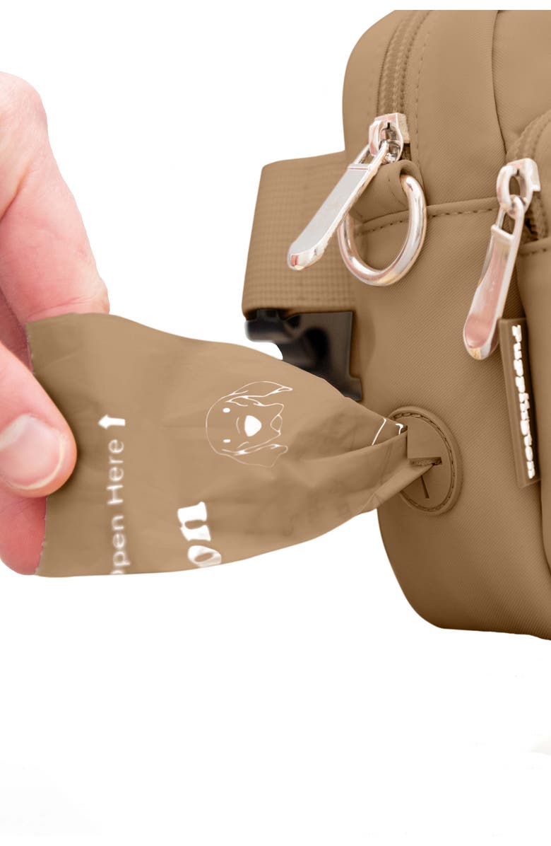 Puppington Walk Star Kit 3-in-1 Dog Walk Bag & Bowl plus Matching 90 Refill Dog Waste Bags, Alternate, color, Latte Beige