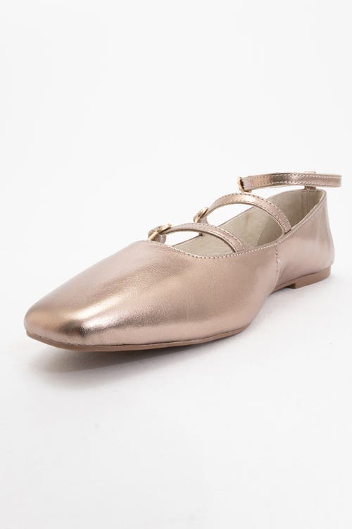 Forever & Always Shoes Serena Leather Mary Jane Flats In Gold Leather
