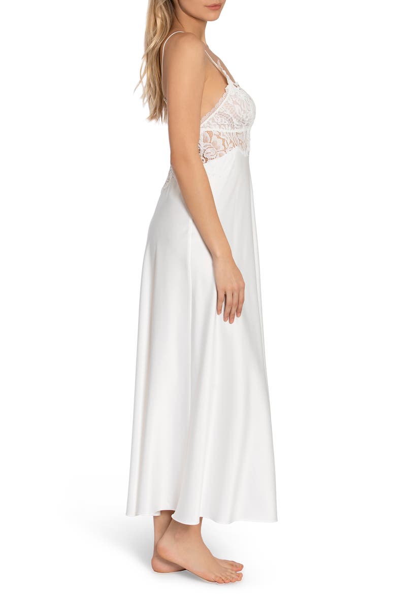 Lace Trim Satin Maxi Nightgown, Alternate, color, IVORY