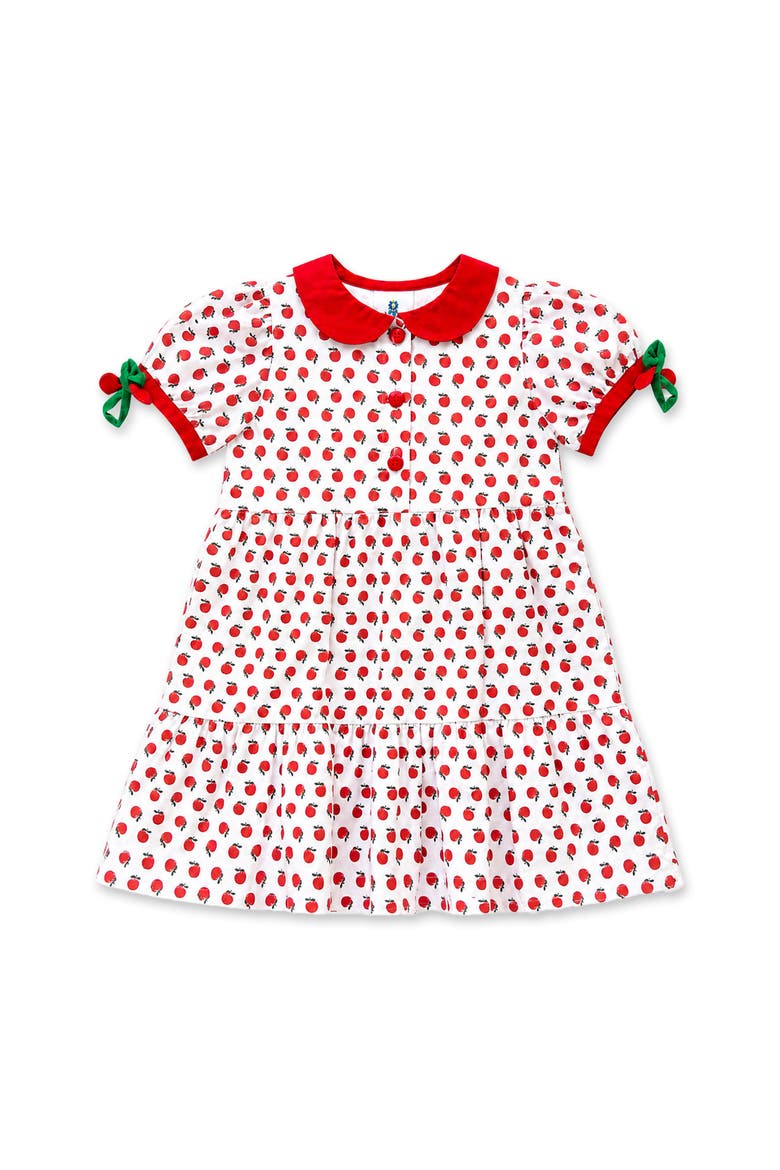 Apple Print Dress with Apples, Main, color, White/Red