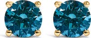 Haus of Brilliance 14K Gold 3.00 Cttw Blue Lab Grown Diamond Stud Earrings