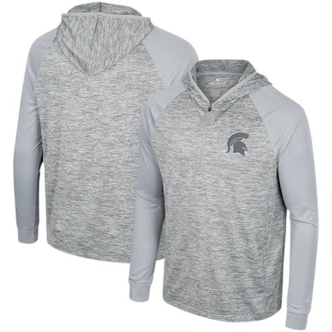 Men's Colosseum Gray Michigan State Spartans Cybernetic Raglan Quarter-Zip Hooded Top