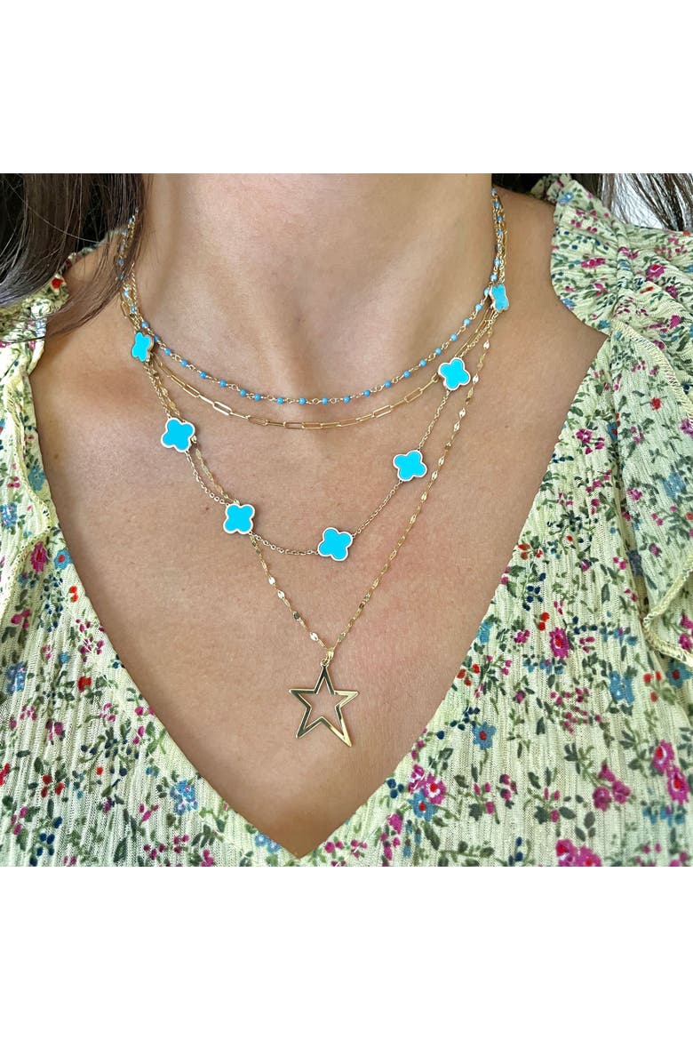 Open Star Necklace, Alternate, color, Yellow Gold