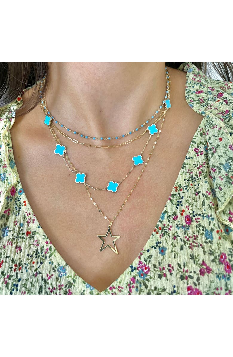 The Lovery Fine Jewelry Open Star Necklace, Alternate, color, Yellow Gold