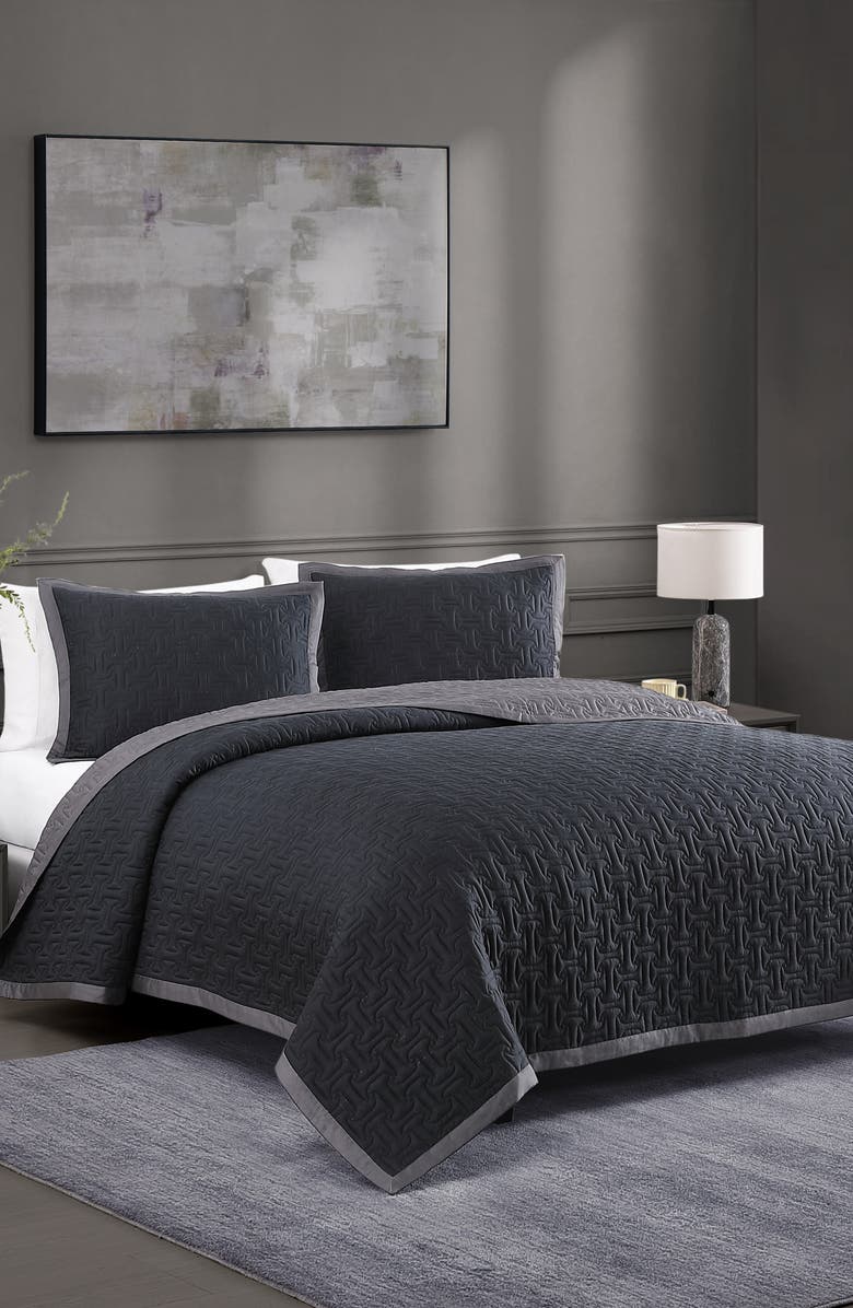 Bebejan Reversible Textured Cotton Sateen Coverlet Set, Main, color,