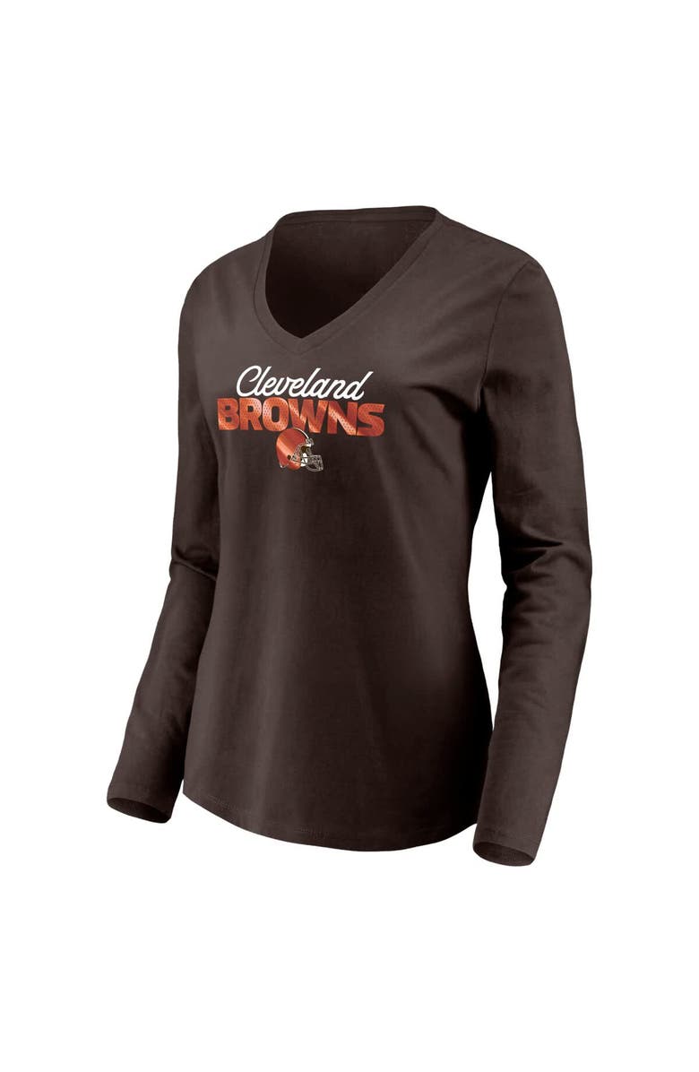 FANATICS Women's Fanatics Brown Cleveland Browns Highly Valued Long Sleeve V-Neck T-Shirt, Alternate, color, Brown