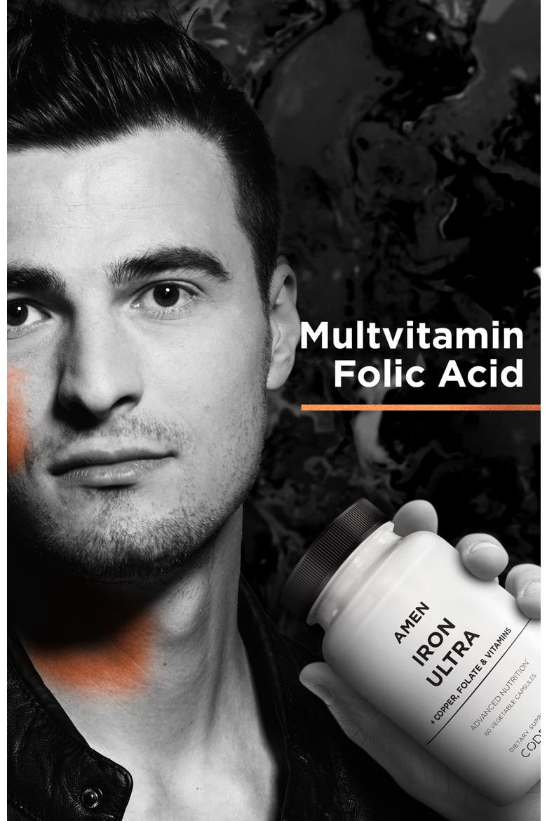 Amen Iron Ultra + Copper, Folate, Vitamin C & B12, Alternate, color, White