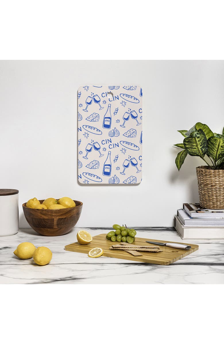 Deny Designs Cheese & Cheers Wood Cutting Board, Alternate, color, Cream