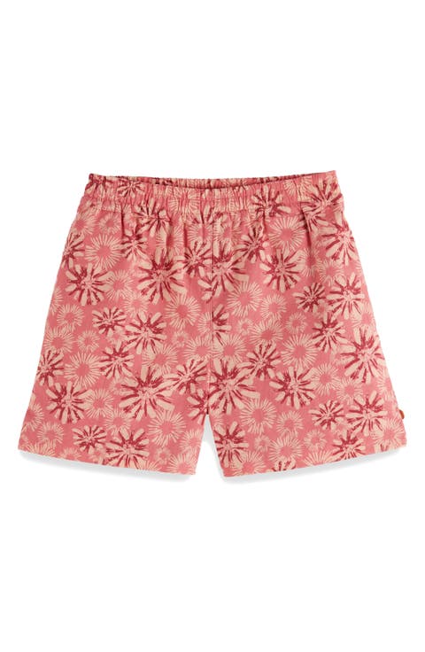 Kids' Floral Cotton & Linen Pull-On Shorts (Big Kid)