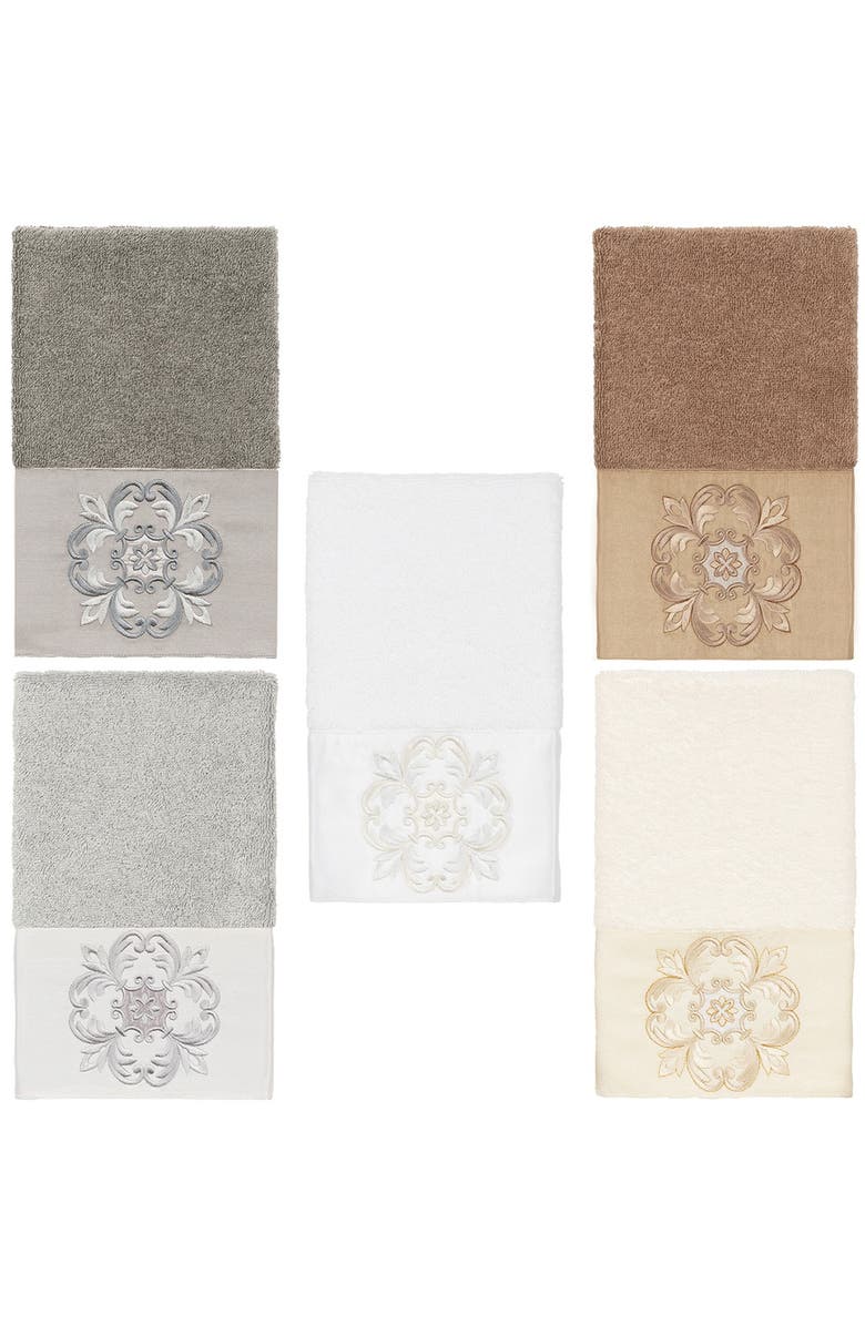 Linum Home Textiles Alyssa Embellished Hand Towel - White, Alternate, color, White