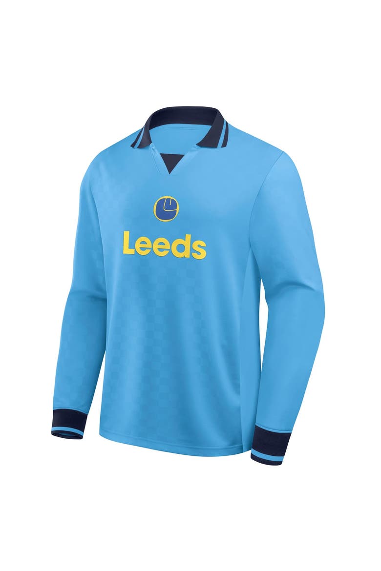 Men's Fanatics Light Blue Leeds United Oversized Long Sleeve Polo Jersey, Alternate, color, Light Blue