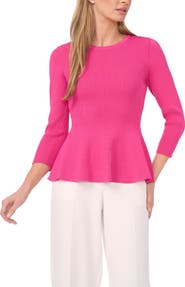 Halogen® Rib Peplum Sweater