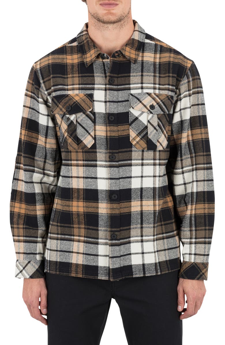 Hurley Santa Cruz Seaside Plaid Flannel Button-Up Shirt Jacket, Main, color,