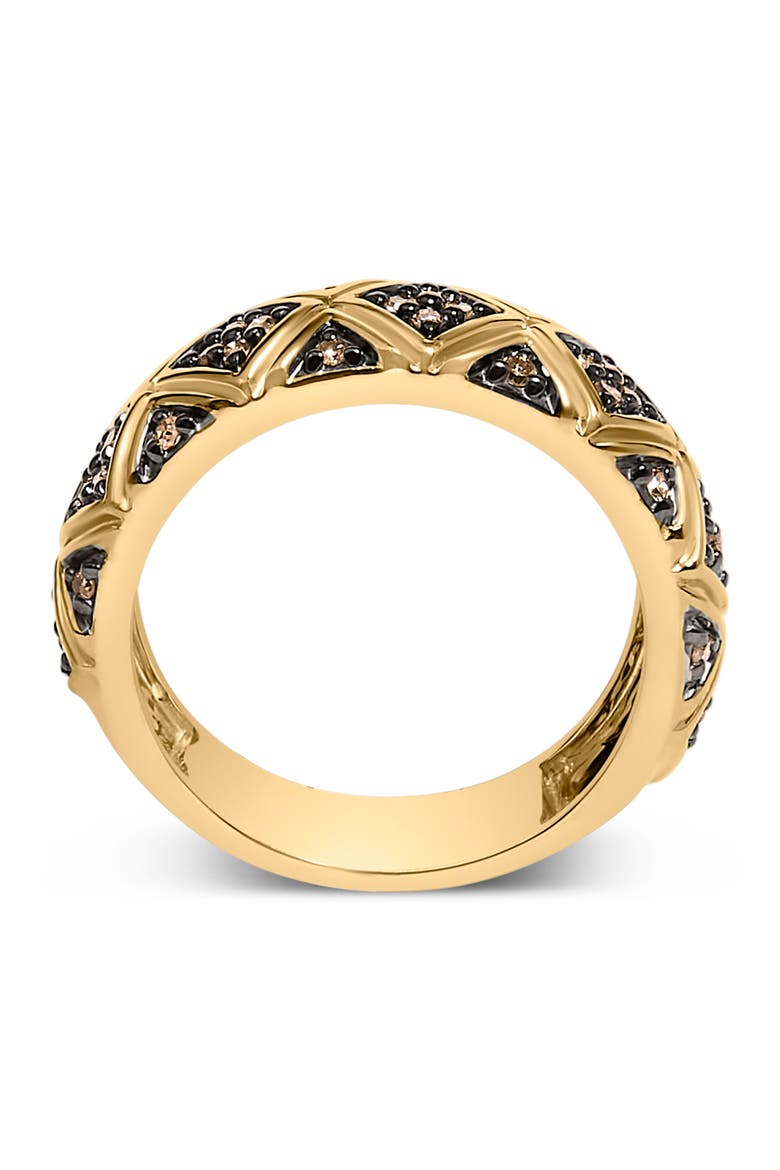 10K Yellow Gold Plated Silver 3/8 Cttw Champagne Diamond Geometric Style Band Ring, Alternate, color, Yellow Gold over Silver