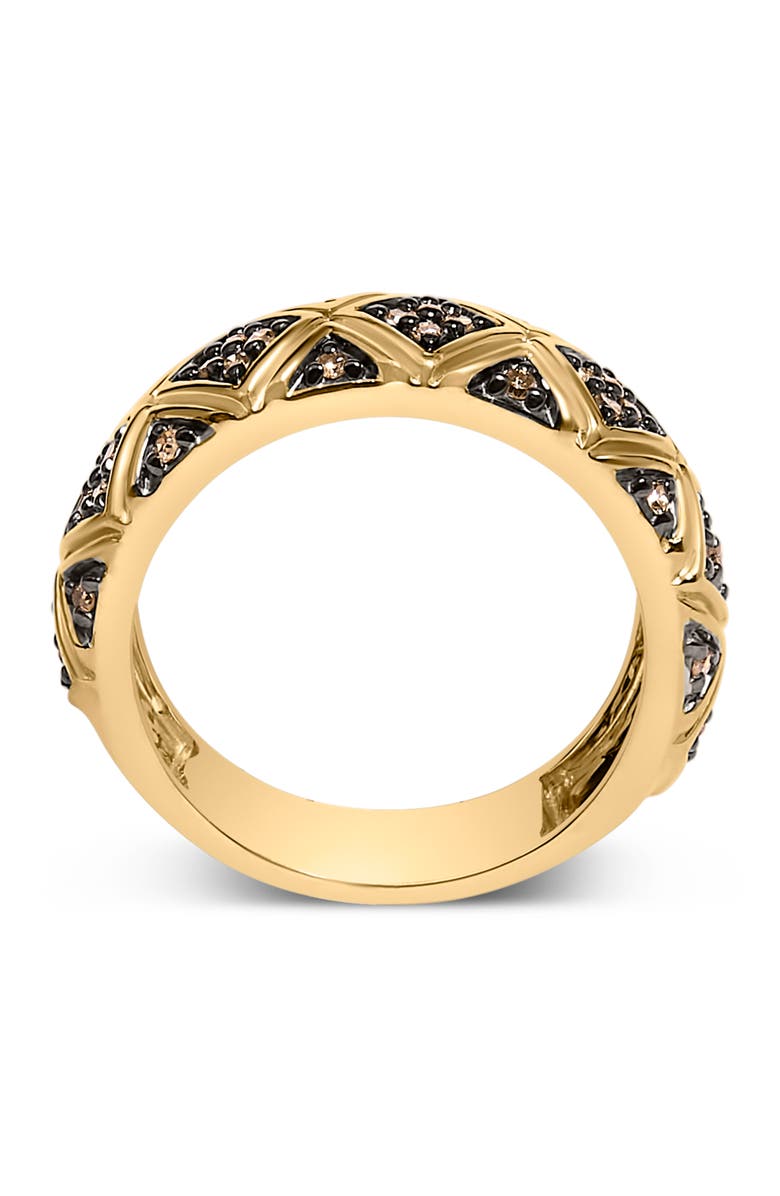 Haus of Brilliance 10K Yellow Gold Plated Silver 3/8 Cttw Champagne Diamond Geometric Style Band Ring, Alternate, color, Yellow Gold Over Silver