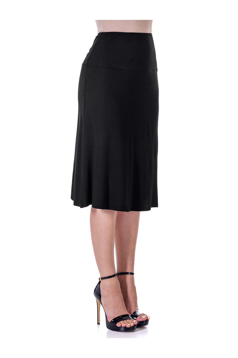 Petite A Line Elastic Waist Knee Length Skirt, Alternate, color, Black