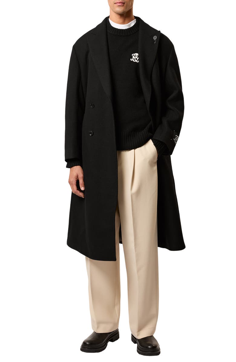 Reiss Archibald Embroidered Wool Sweater, Alternate, color, Black