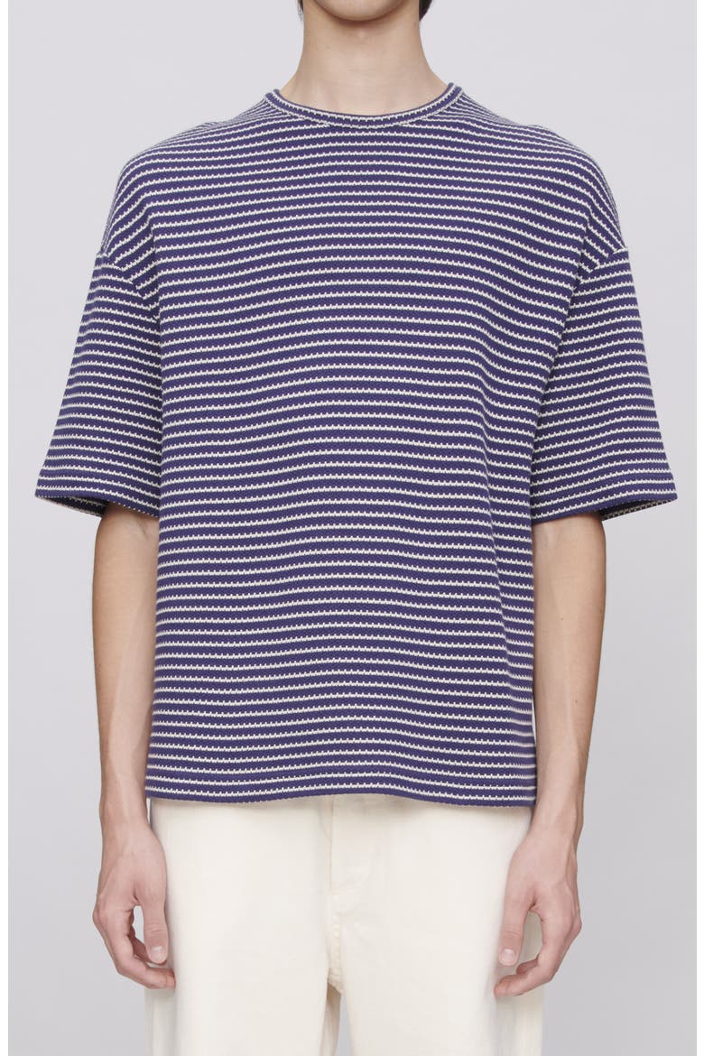 Bahia Texture Stripe Organic Cotton T-Shirt, Alternate, color, IAK DARK NAVY