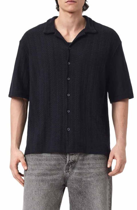 Trace Textured Cotton Camp Shirt