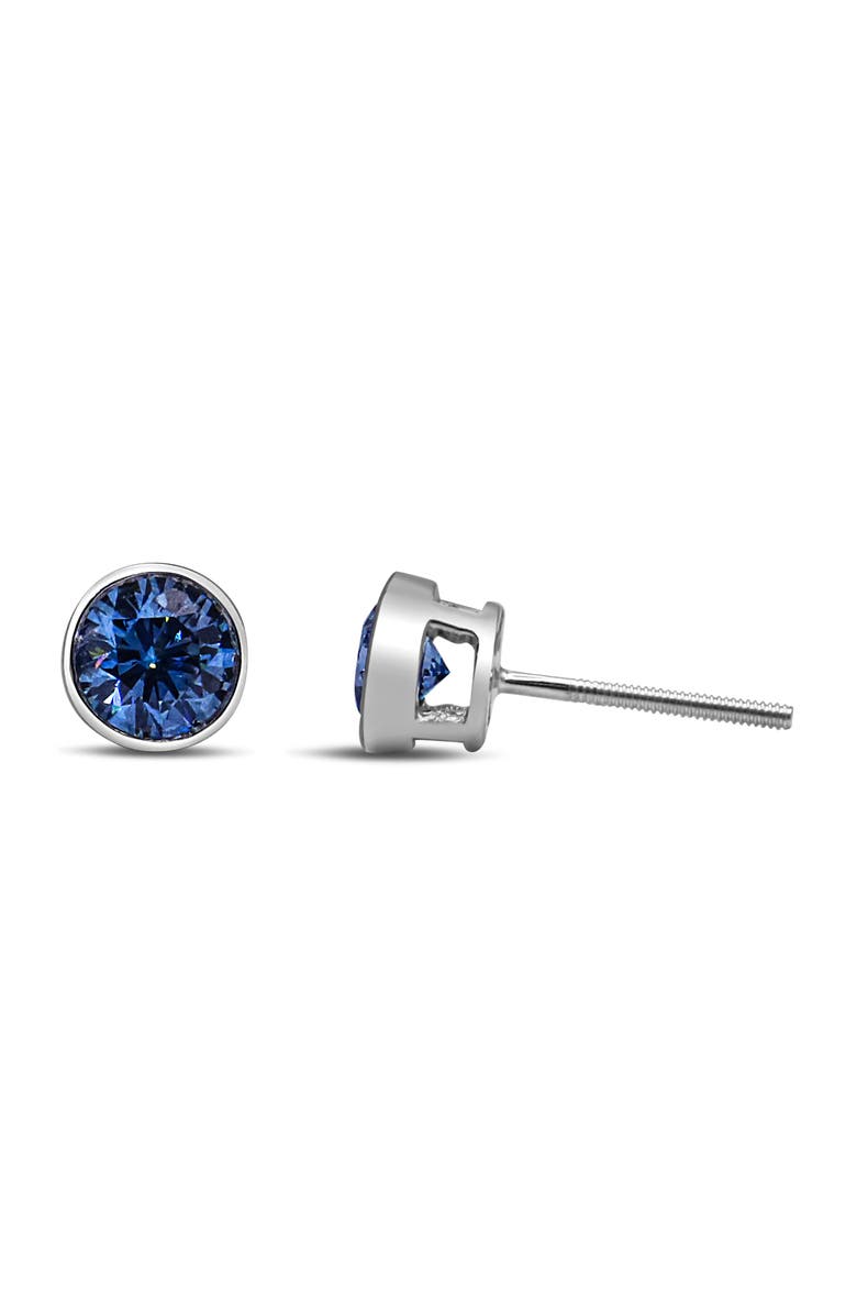 Haus of Brilliance 14K White Gold 1.0 Cttw Blue Lab Grown Diamond Screw-Back Classic Bezel Solitaire Stud Earrings, Alternate, color, White Gold
