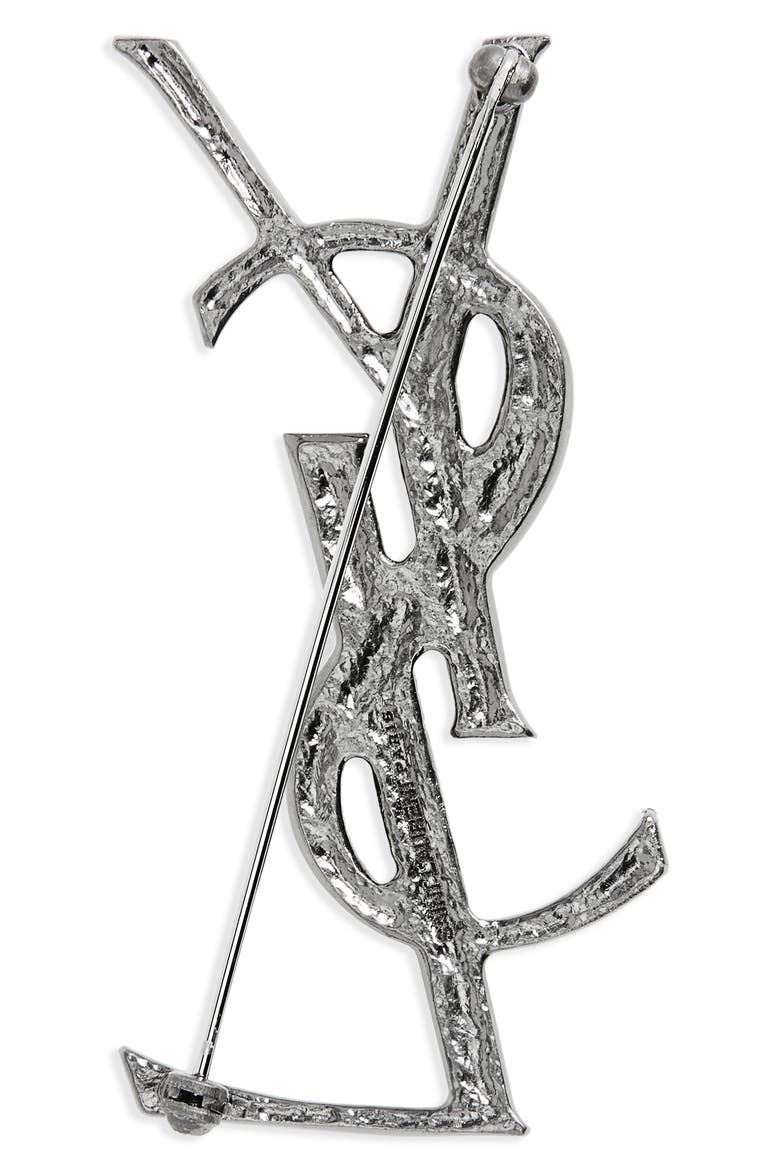 Opyum Lait Branch Monogram Brooch, Alternate, color, ARGENT OXYDE