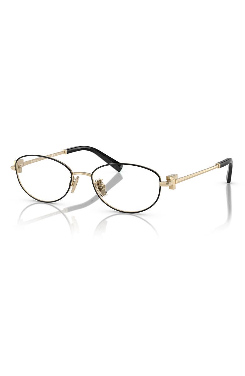 Tiffany & Co. 52mm Oval Optical Glasses, Alternate, color, Black Gold