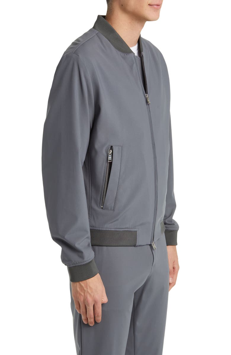 BOSS Slim Fit Jersey Bomber Jacket, Alternate, color, Medium Grey
