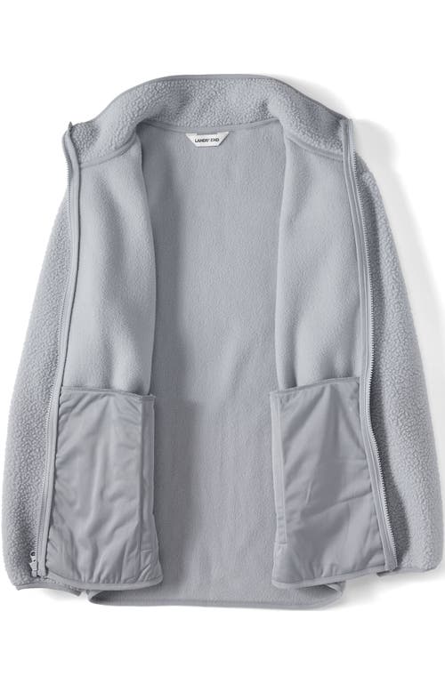Lands' End Cozy High Pile Full Zip Fleece Jacket In Gray