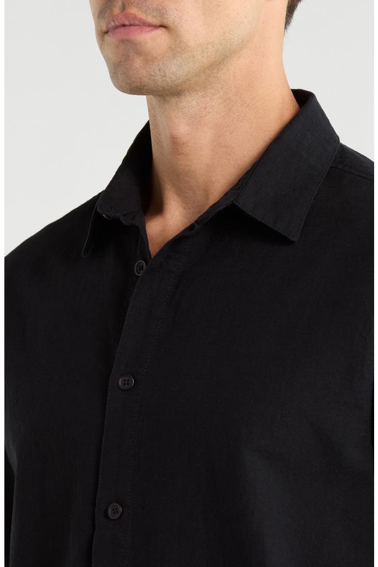 Classic Linen & Cotton Button-Up Shirt, Alternate, color, VINTAGE BLACK