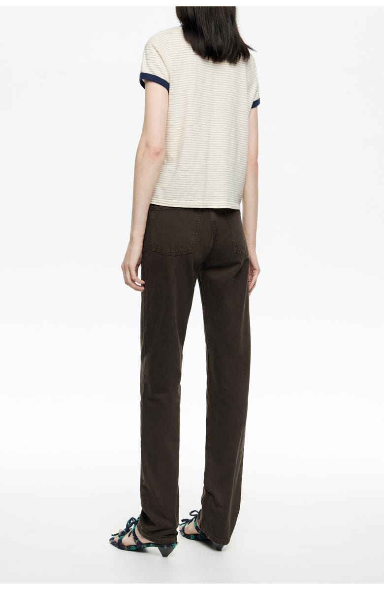 Bimba y Lola Denim Fitted Trousers, Alternate, color, Dark Brown