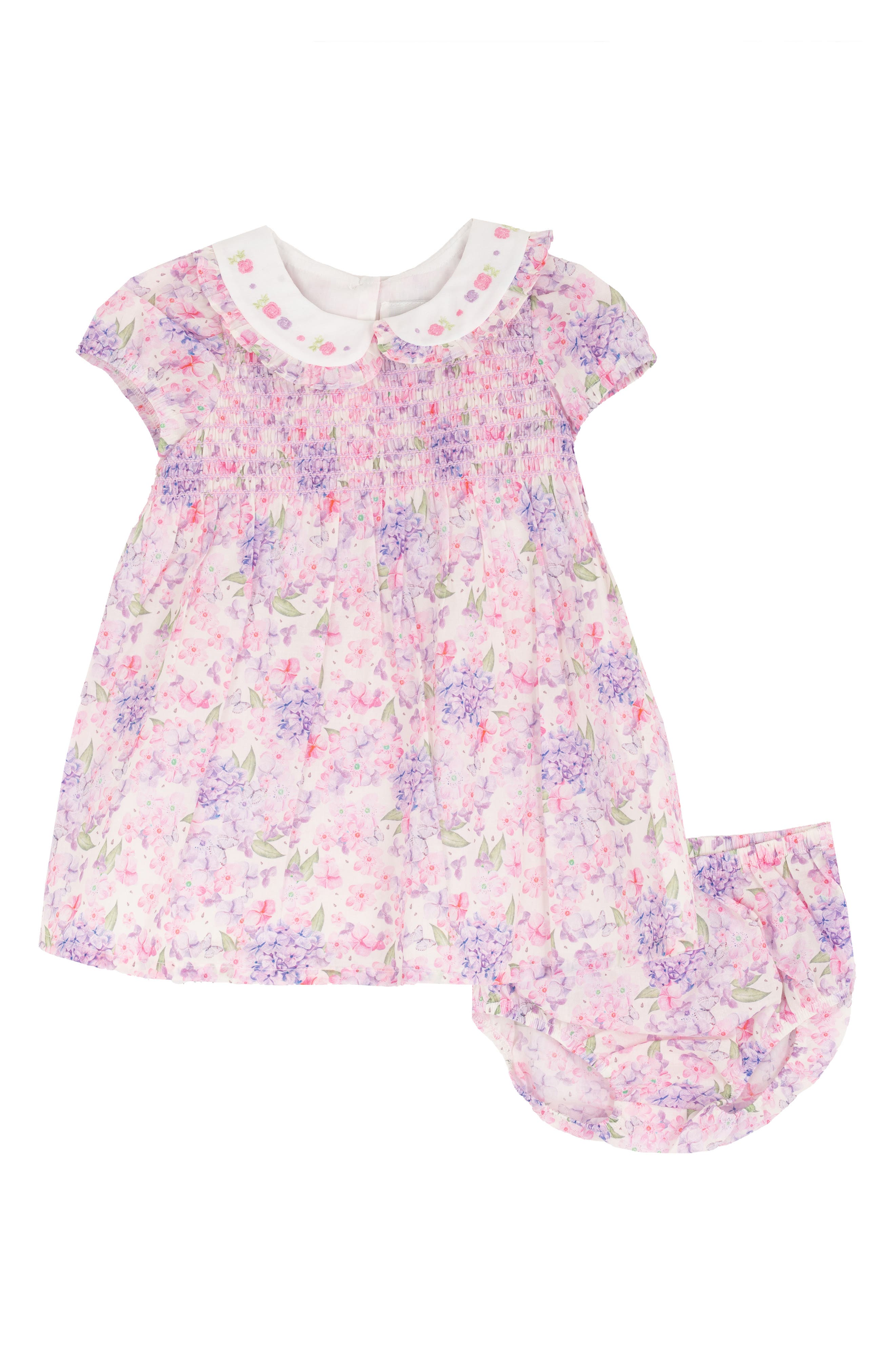 Rare Editions Peter Pan Collar Floral Dress & Bloomers Set