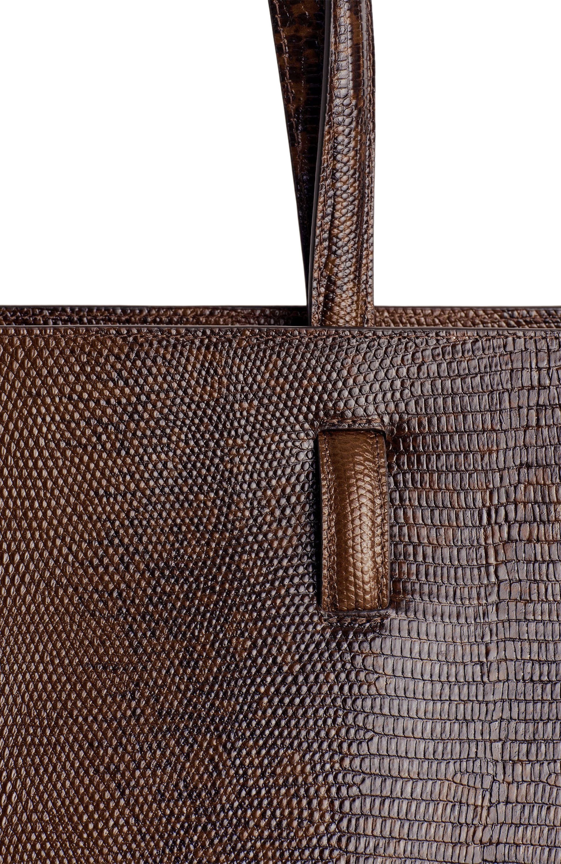 COS Monument Tote Bag - Leather, Alternate, color, Croc-Effect / Brown