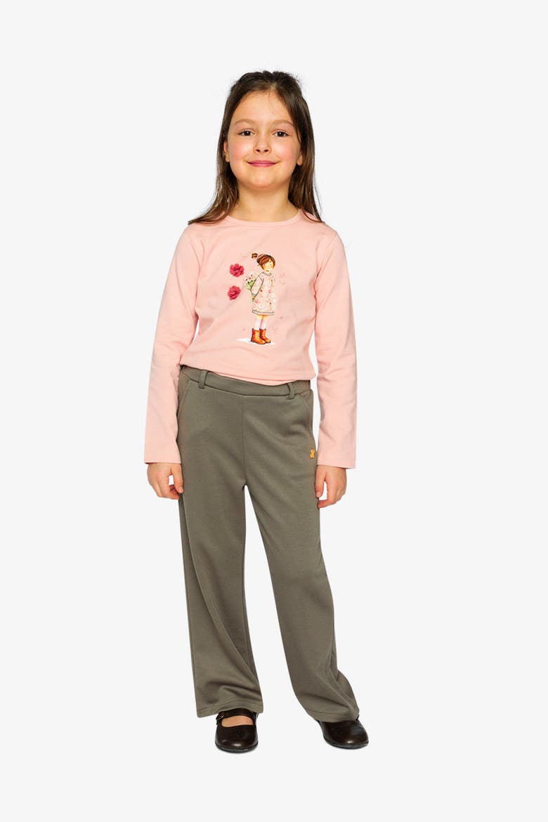 Gabardine Elastic Waist Flare Pants, Alternate, color, Sage Print Green