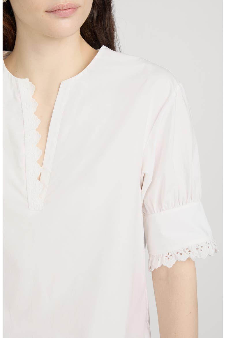 The Keepsake Eyelet Trim Cotton Popover, Alternate, color, WHITE