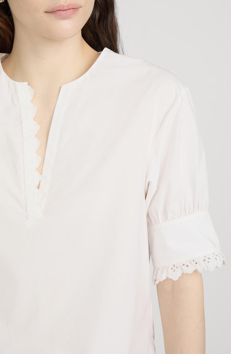 FRAME The Keepsake Eyelet Trim Cotton Popover, Alternate, color, White