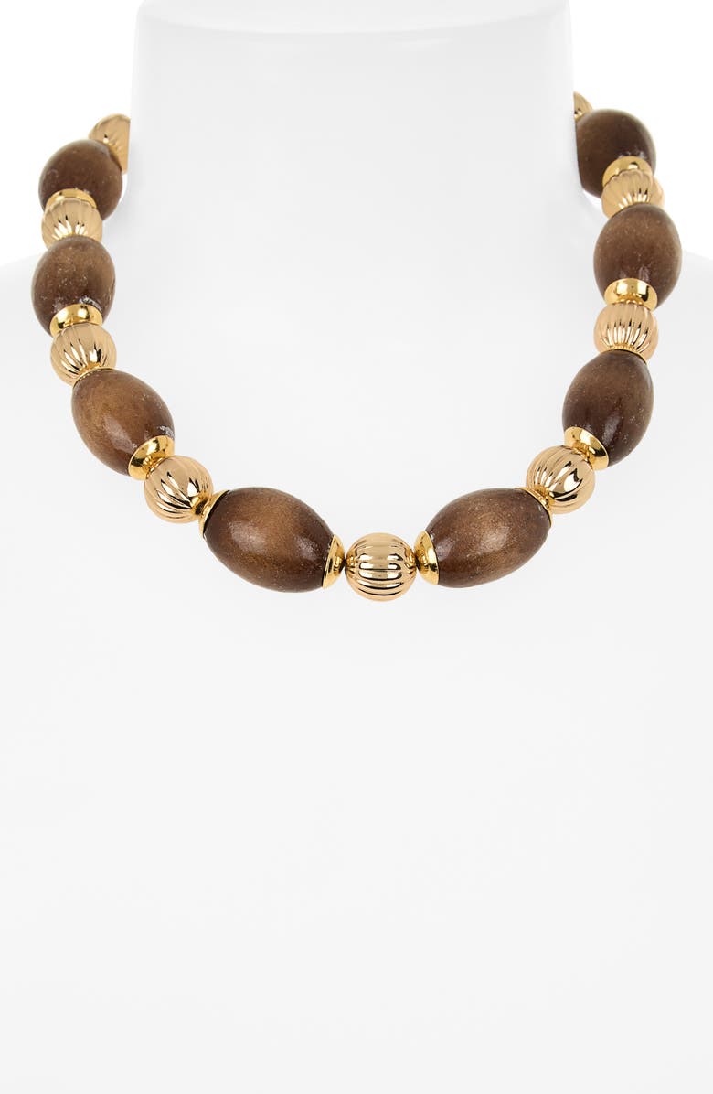 Kenneth Jay Lane Wood Beaded Necklace, Alternate, color, Natural
