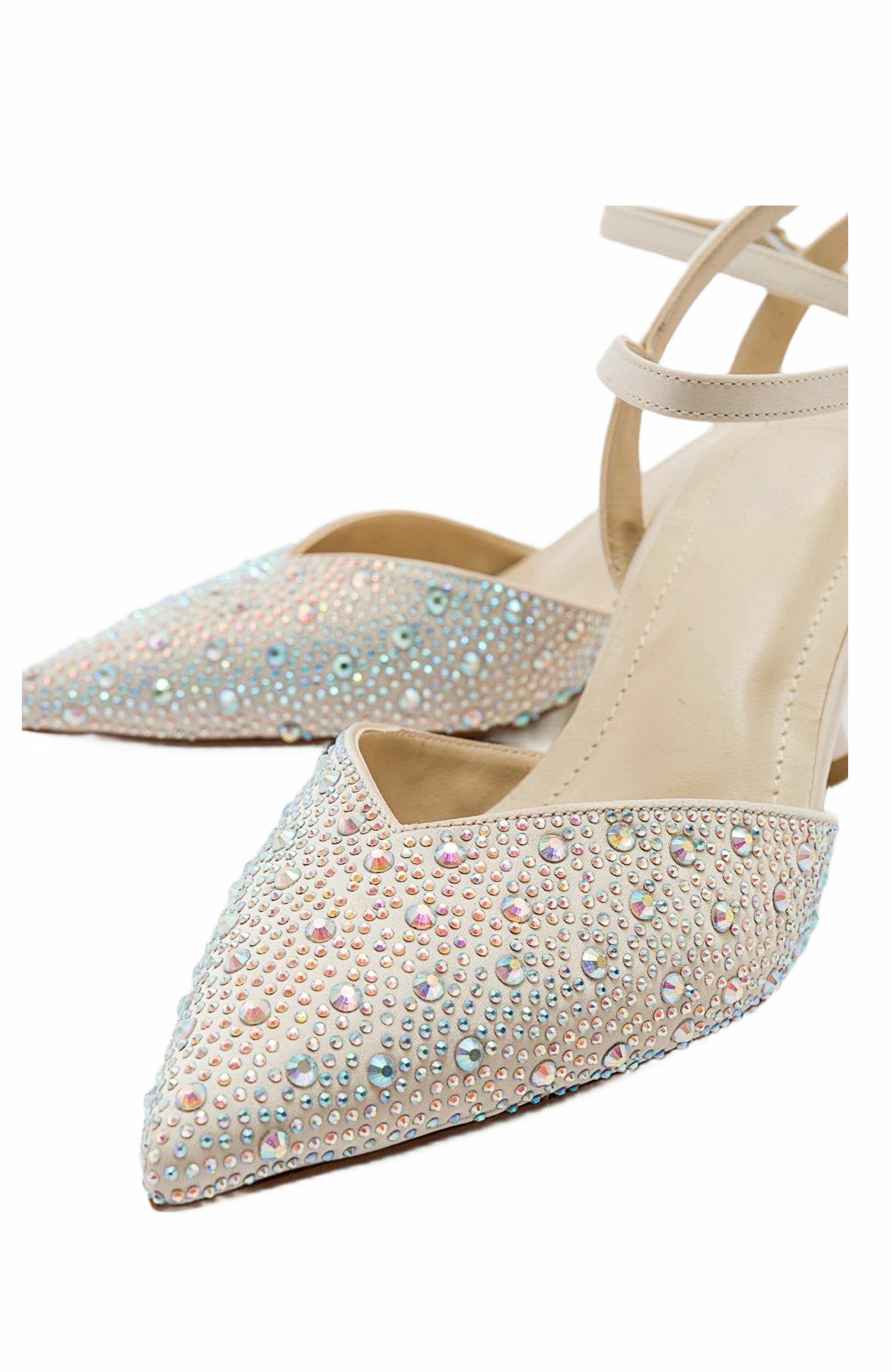 Vilka Embellished Slingback Kitten Heel Pumps, Alternate, color, Beige Faux Leather