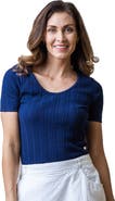 Hope & Henry Short Sleeve Scoop Neck Sweater Top