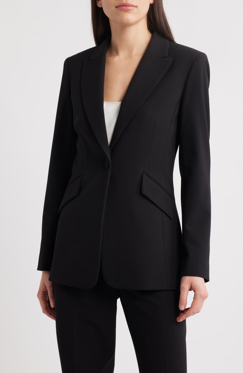 Tahari ASL Peak Lapel Jacket, Alternate, color, Black