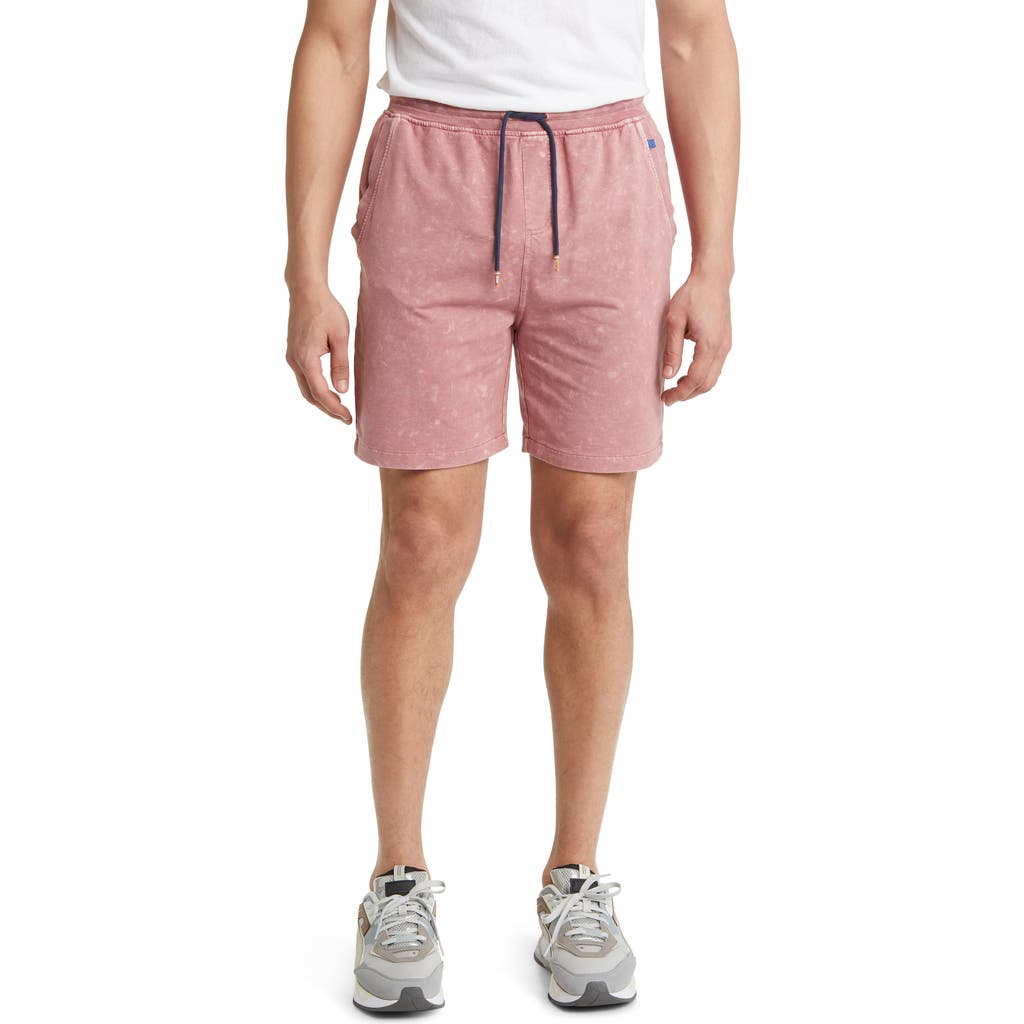 Stone Rose Acid Wash Fleece Drawstring Shorts In Dusty Rose
