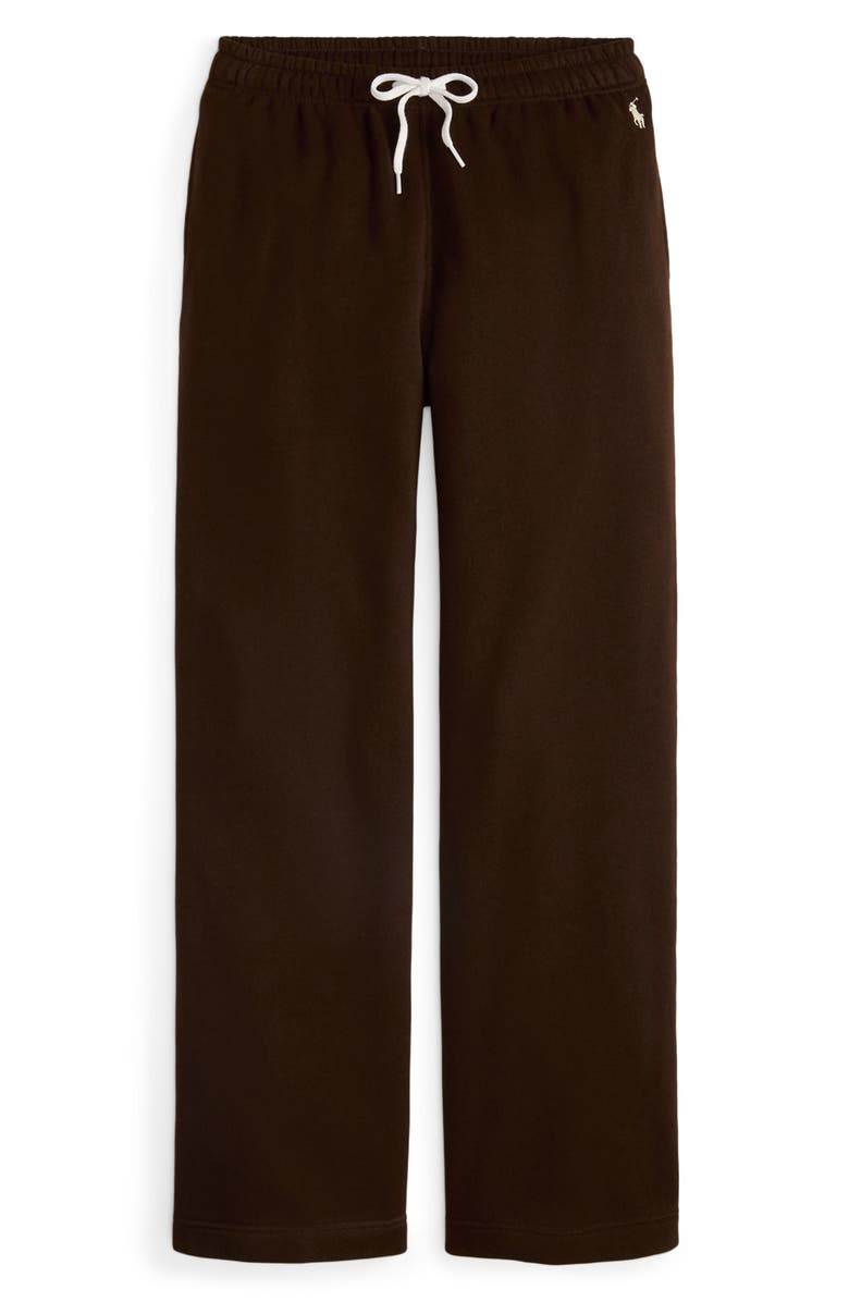 Polo Ralph Lauren Wide Leg Cotton Blend Fleece Sweatpants, Alternate, color, Brown
