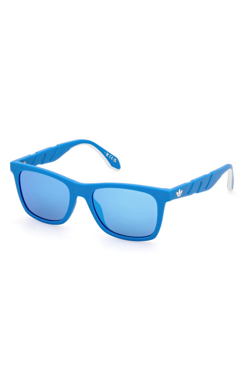 adidas 53MM Navigator Sunglasses, Alternate, color, Matte Light Blue / Blue Mirror