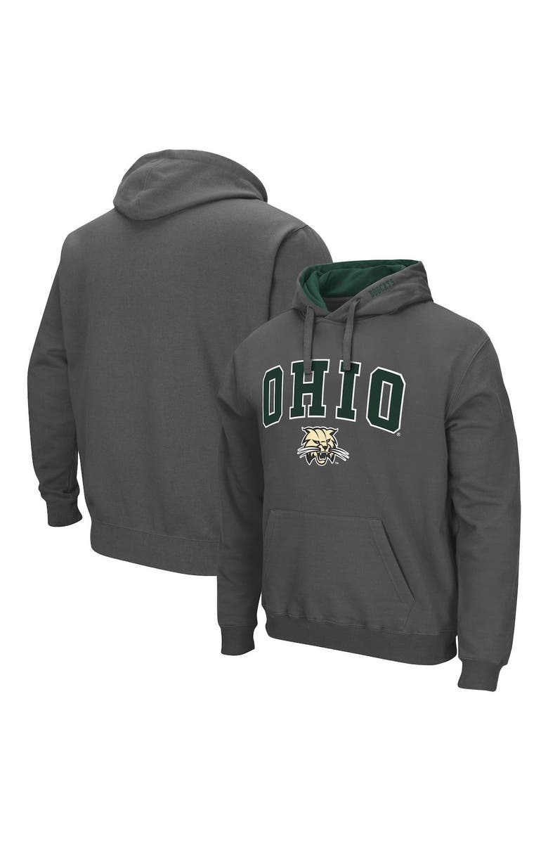 COLOSSEUM Men's Colosseum Charcoal Ohio Bobcats Arch and Logo Pullover Hoodie, Main, color, Charcoal